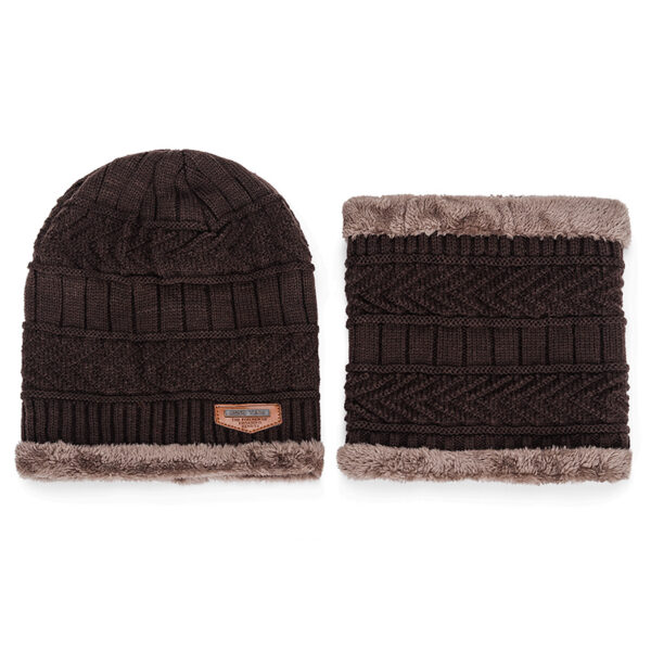 Wholesale fashion unisex fleece lining winter warm men knitting beanie hat and scarf set - Image 4