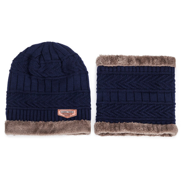 Wholesale fashion unisex fleece lining winter warm men knitting beanie hat and scarf set - Image 8